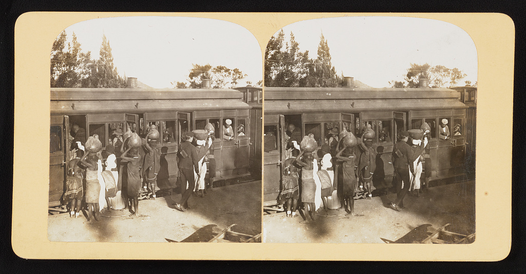 People boarding train, South Africa
