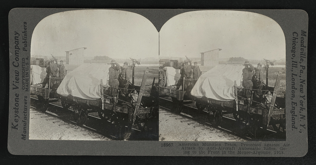 American munition train, protected against air attack by anti-aircraft automatic rifles