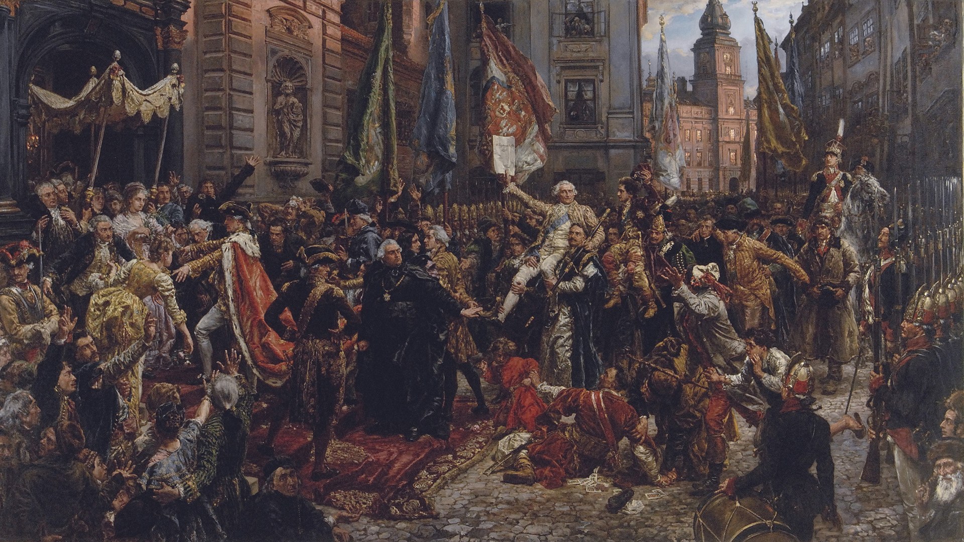 Obraz „Konstytucja 3 Maja 1791 roku” namalowany przez Jana Matejkę w 1891 roku konwersja do 3D